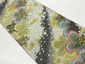 桜にヱ霞・観世水・鹿の子模様織出し袋帯